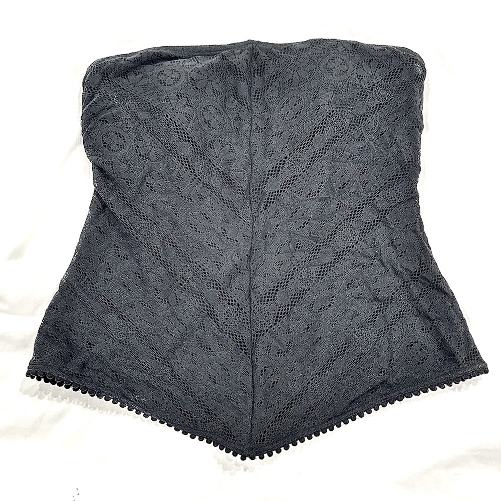 Coco Reef Underwire Push Up Tankini strapless bandeau lace chevron cut Black